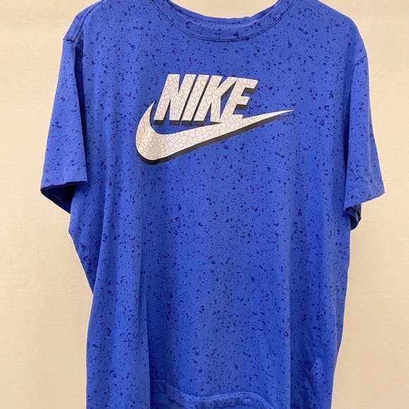 Nike Swoosh T Shirt, Large Logo, Speckled Look, Blue, Mens, Active, Large - Picture 1 of 4